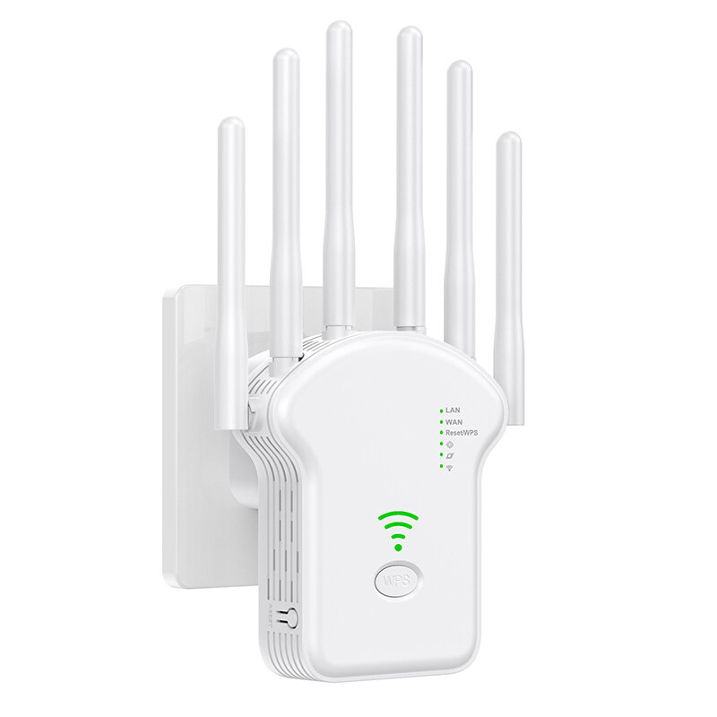 

U13 1200Mbps WiFi Repeater Wireless WiFi Signal Repeater Extender High Gain 6 Antenna Dual-Band 2.4G/5G Network Amplifie