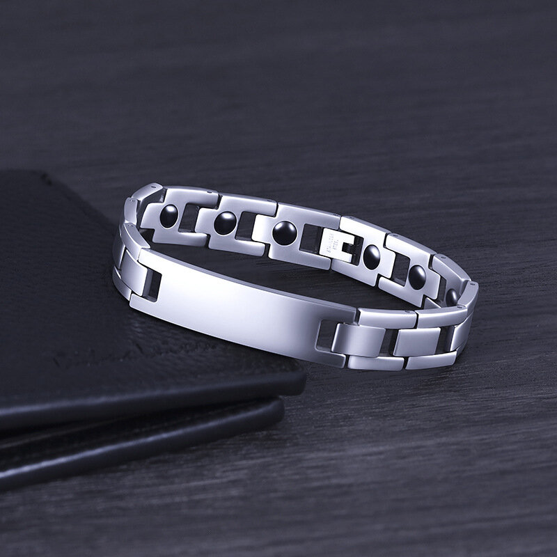 

1 Pcs Men's Titanium Steel Magnet Detachable Glossy Bracelet Anti-Fatigue Magnetic Therapy Bracelet