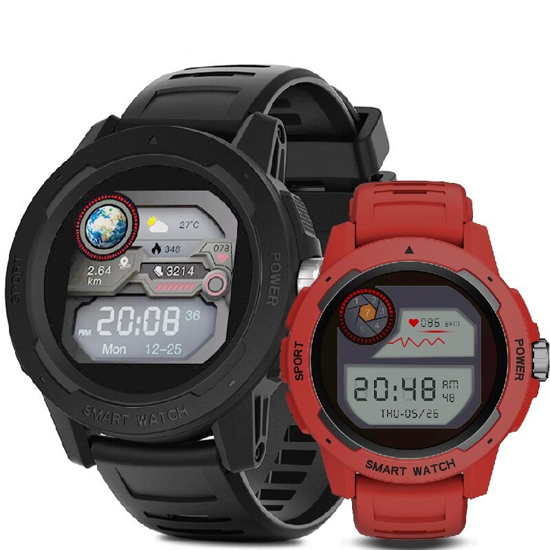 North edge mars 2 1.4 inch ips touch screen music control multiple sports modes hr blood oxygen monitor 25 days standby ip68 waterproof bt5.0 sport smart watch
