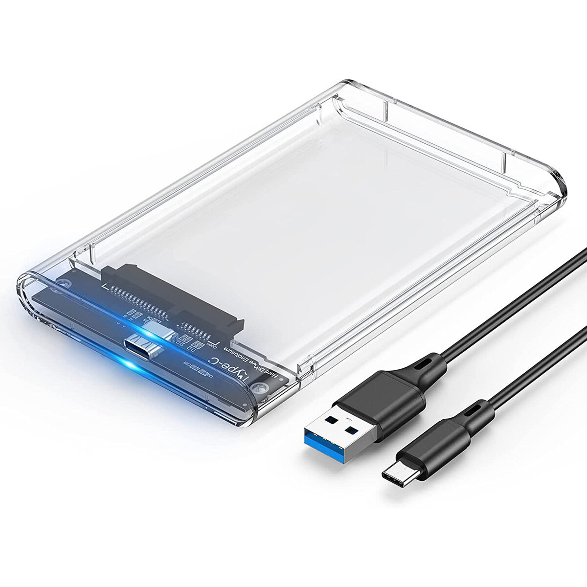 EAGET 2.5 "Externe Harde Schijf Behuizing USB-C 3.1 naar SATA III 6Gbps UASP Transparante Harde Schi