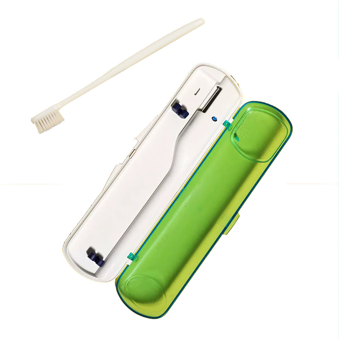 Custodia portatile per spazzolini da viaggio all'aperto con sterilizzatore UV per l'igiene orale a casa.