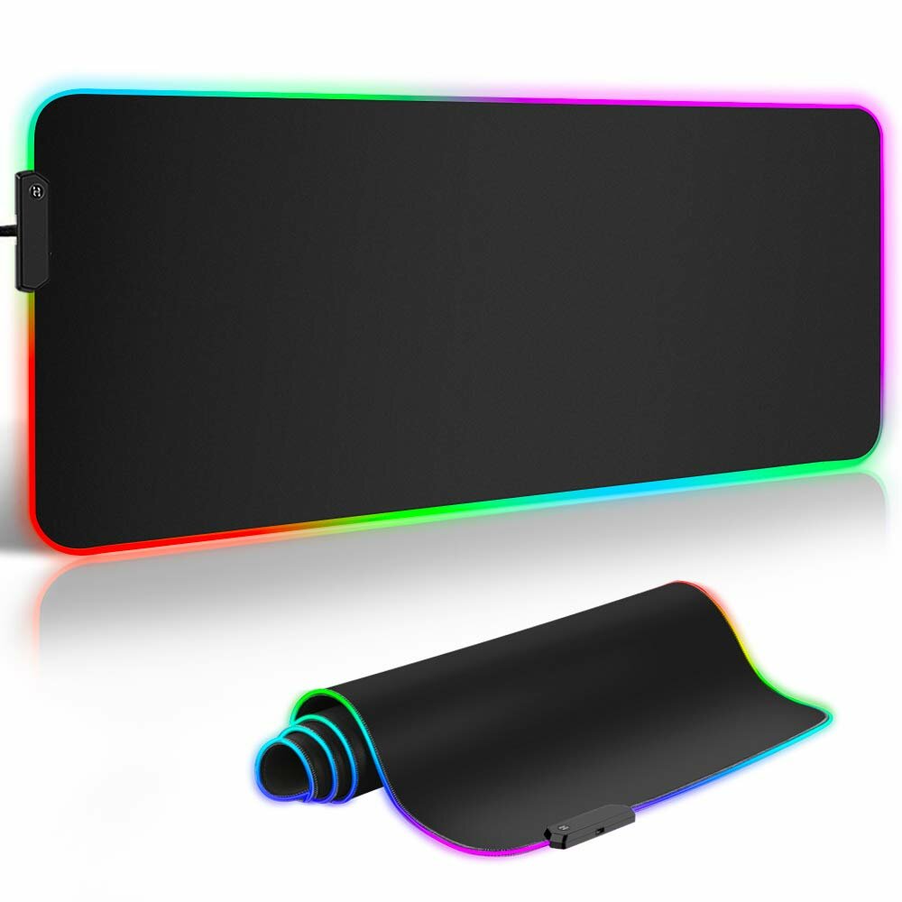 ARCHEER Grote RGB-muismat 900x400x4mm grote muismat Zwarte toetsenbordmat voor thuiskantoor