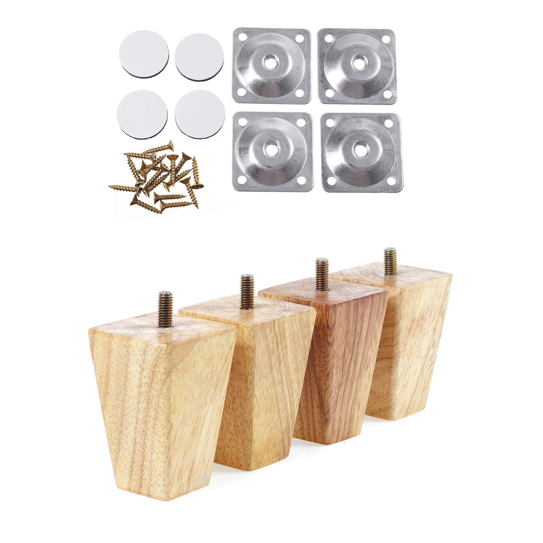 4-delige vierkante schuine houten meubelpoten voor bankkasten tafel