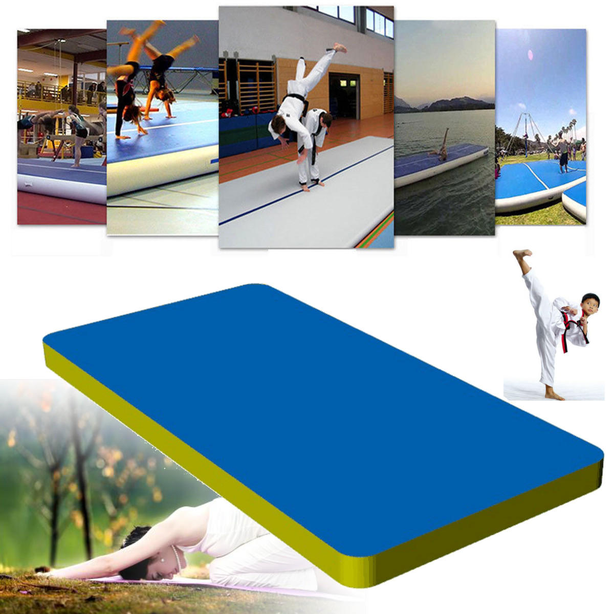 275.6x35.4x3.9 Şişirilebilir Hava Gereçleri Mat Outdoor Ev Eğitimi Devrilme Jimnastiği Koruyucu Pedi