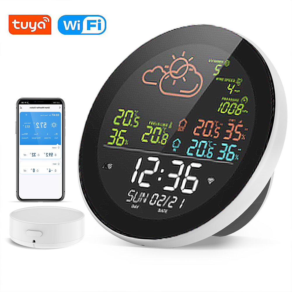 RSH-SWS001 Tuya Smart WiFi Weerstation Thermometer Hygrometer Meter Kleur LED Digitaal display APP A