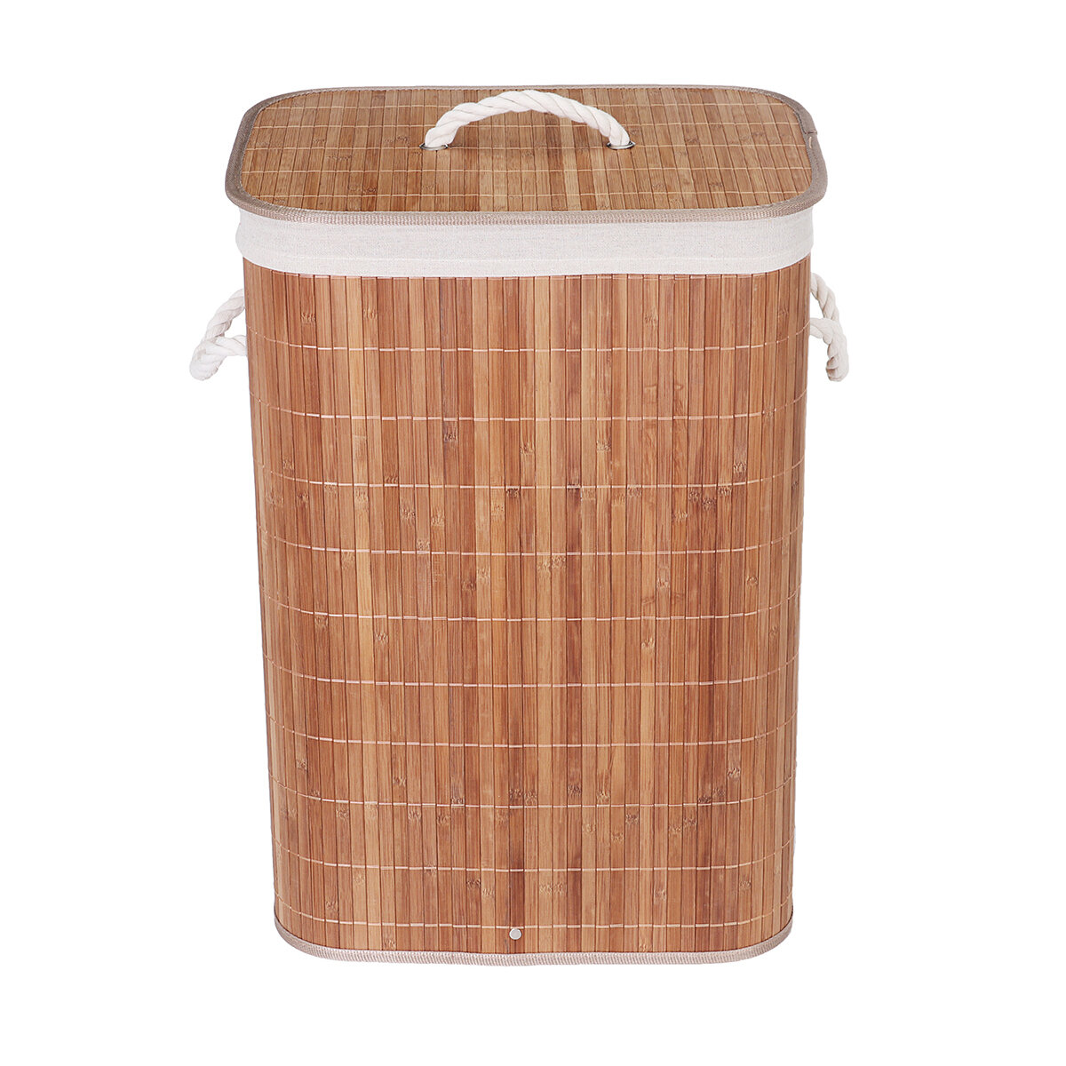 Folding Bamboo Laundry Basket with Lid Removable Bag Dirty Clothes Storage