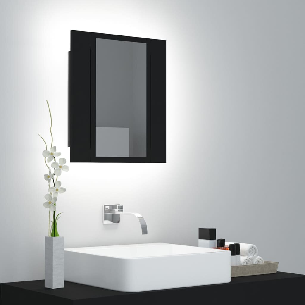 LED Bathroom Mirror Cabinet Black 15.7