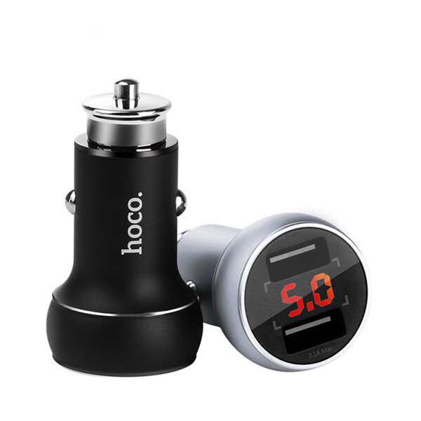 

HOCO 3.1A Dual USB Ports Digital Display Fast Car Charger For Mobile Phone Camera Tablet Laptop