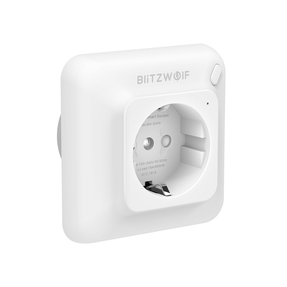 Blitzwolf® bw-shp8 3680w 16a wifi smart wall plug wireless wall power socket outlet energy monitoring no hub required app remote control voice control works with amazon alexa and google assistant