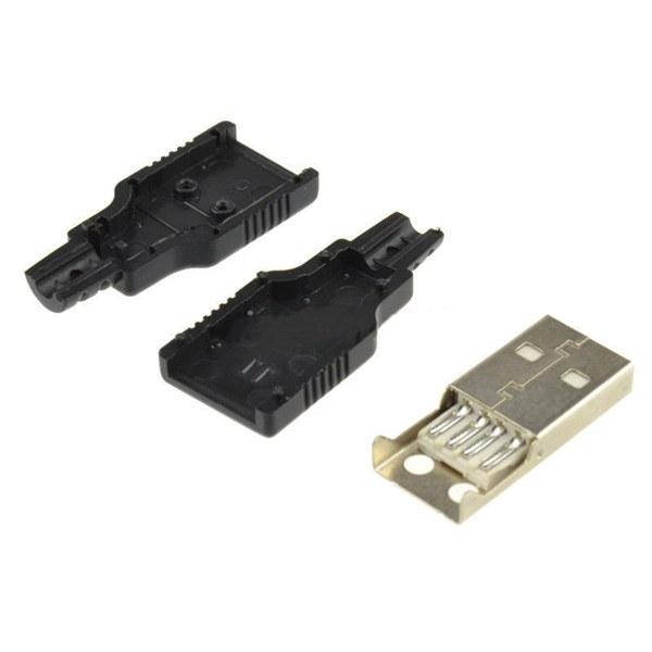 50pcs USB2.0 Type-A-plug 4-polige connector voor mannelijke adapter met zwarte plastic behuizing