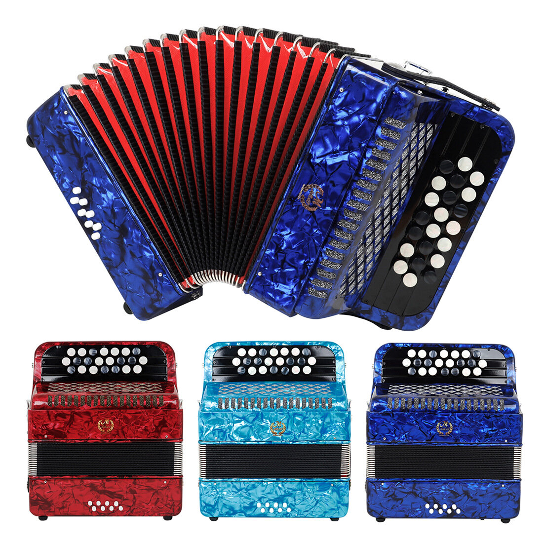M MBAT 22 Key 8 Bass Mini Accordion Educational Musical Instrument Toy Bayan Accordion for Kids Chil