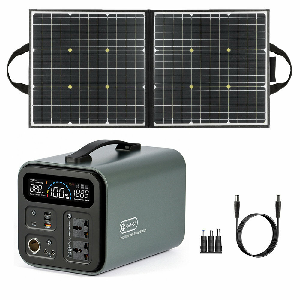 [EU Direct] Centrale électrique FLASHFISH UA1100 1200W 1100Wh avec panneau solaire 100W pour ensemble d'alimentation de secours