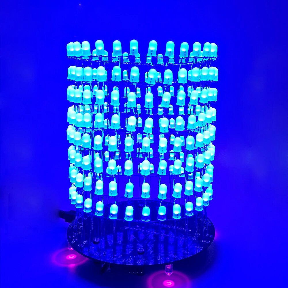 

DIY 8x32 LED Light cube cylinder Music Spectrum Electronic Kit 256 LEDs 5mm Flashing Kit Remote Control
