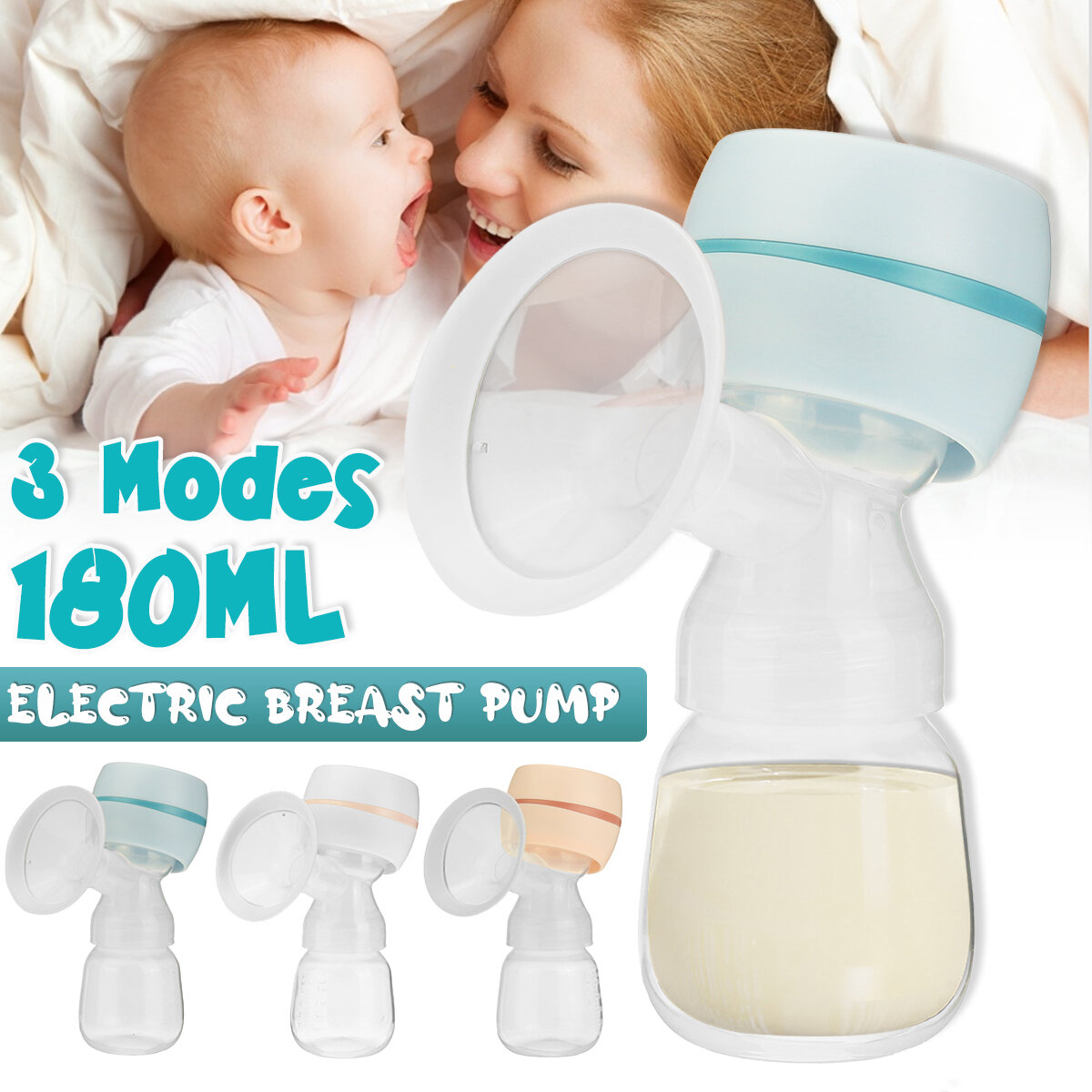 Electric Breast Pump Breast Massager Mute Milk Feeding Collector Portable Baby Breastfeeding Bottle 
