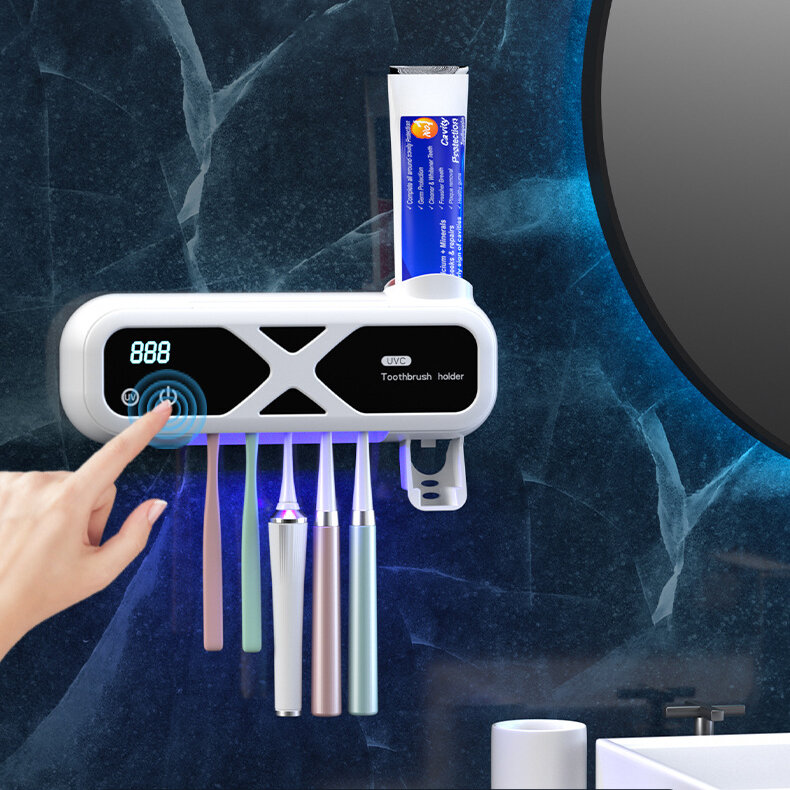 UV-slimme tandenborstelsterilisator USB-oplaadbare tandenborstelreiniger Automatische tandpasta-knij