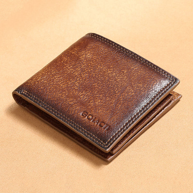 

Men Genuine Leather Short RFID Anti-theft Multi-card Slot Card Holder Coin Purse Wallet Cowhide Money Clip