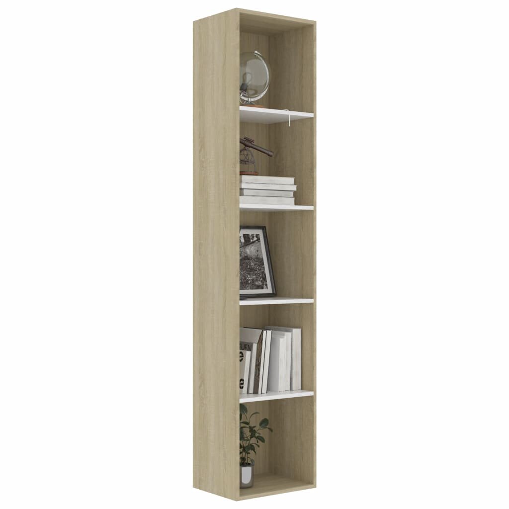 Book Cabinet White and Sonoma Oak 15.7