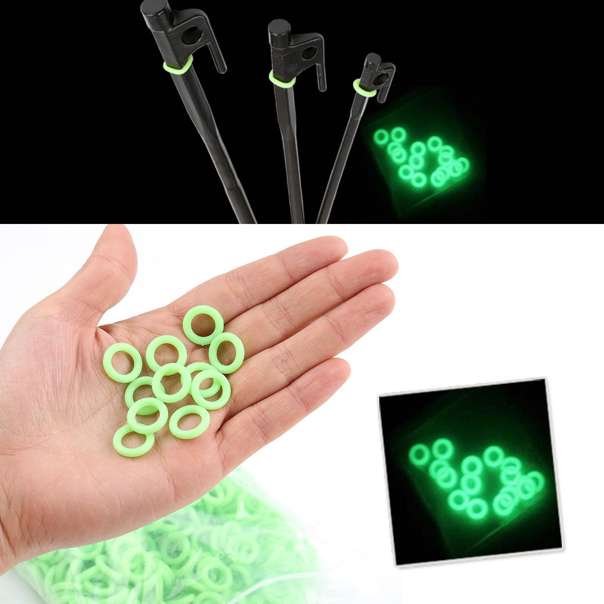 Selpa 100Pcs 3mm O Shape Luminous Silicone Ring For Wind Rope Camp Tent Pegs Accessories