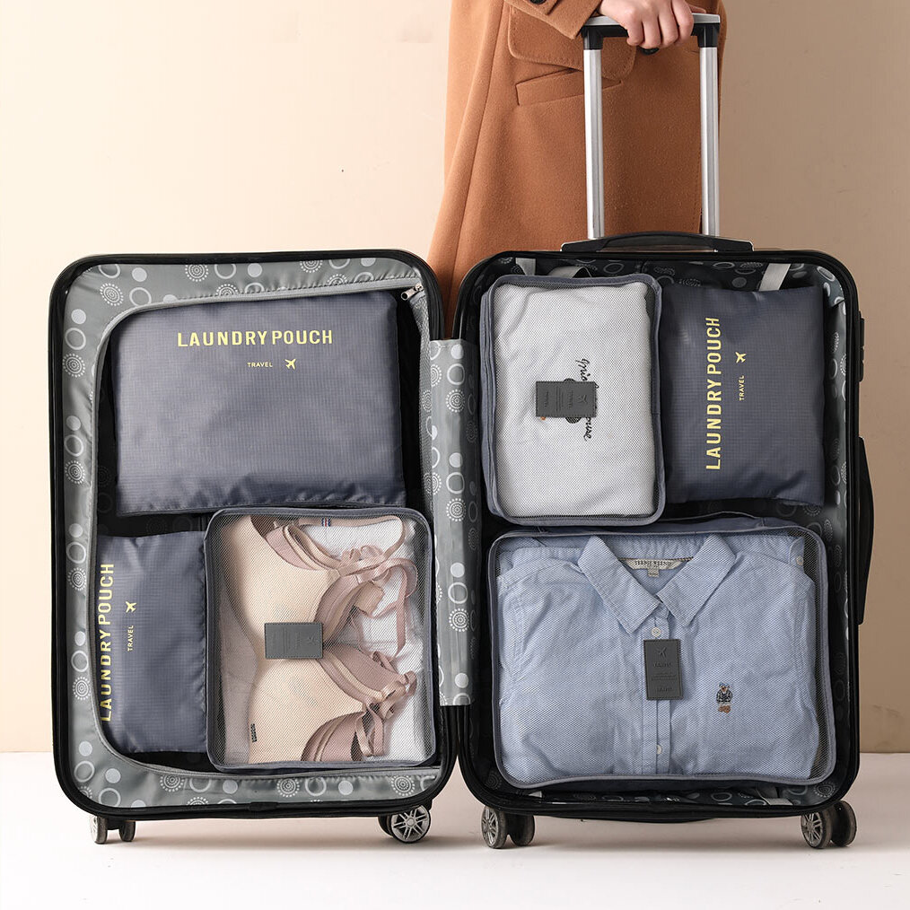 طقم منظم السفر (6 قطع) مجموعة منظم الثياب حقيبة تخزين مجمعة حقيبة خزانة حقيبة سفر تعبئة الأحذية