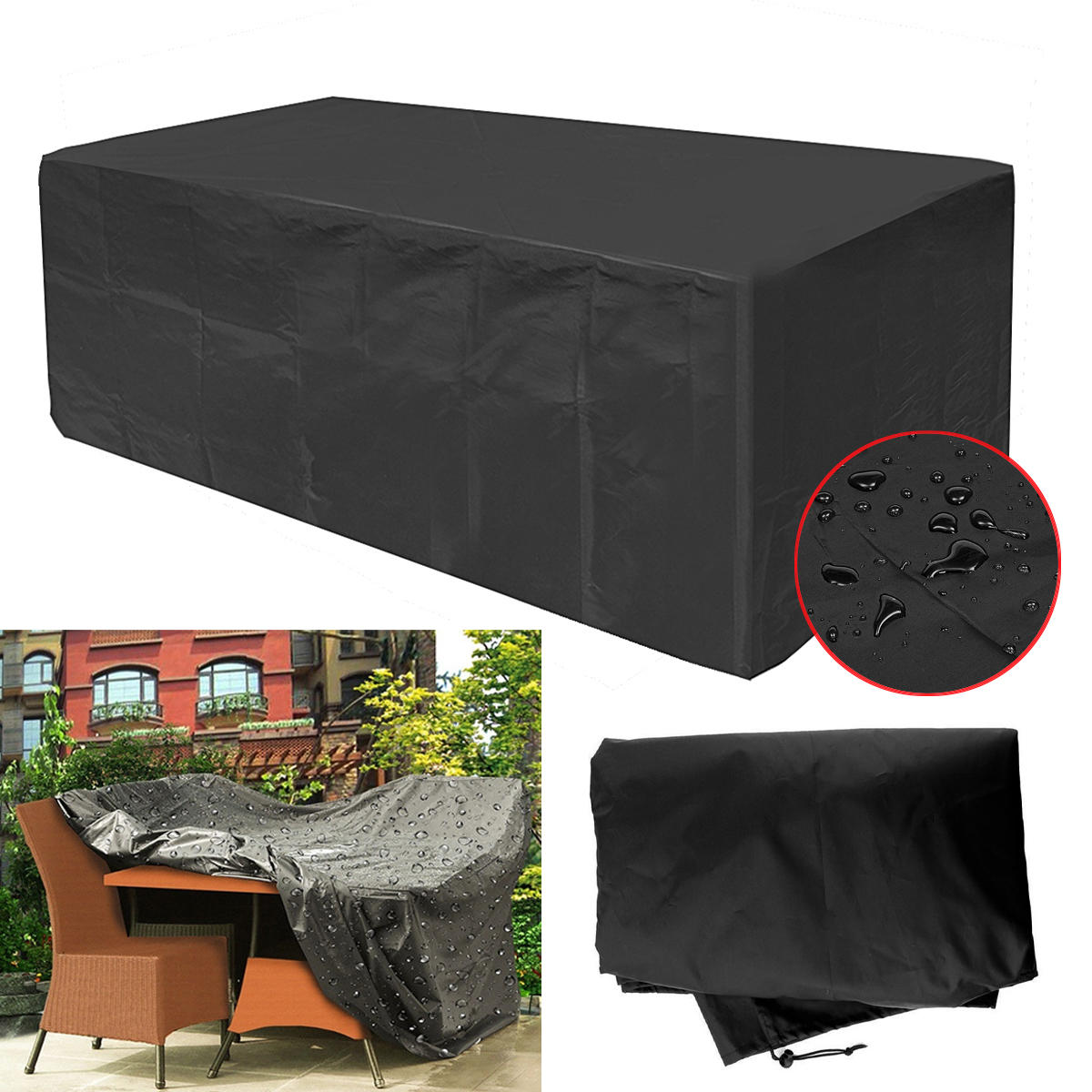 270x180x89CM Garden Patio muebles polvo cubierta Impermeable Oxford al aire libre Rattan protección de la mesa  