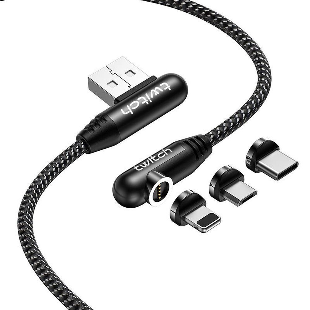 

Twitch Magnetic Data Cable 3A USB Type- C Micro USB Fast Charging Line For Huawei P40 Pro Mate 30+ Mi10 Note 9S ASUS Zen