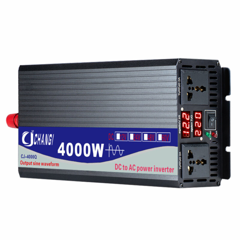 4000W zuivere sinusomvormer DC 48V/60V/72V naar AC 220V/110V Dual Socket Dual Digital Display
