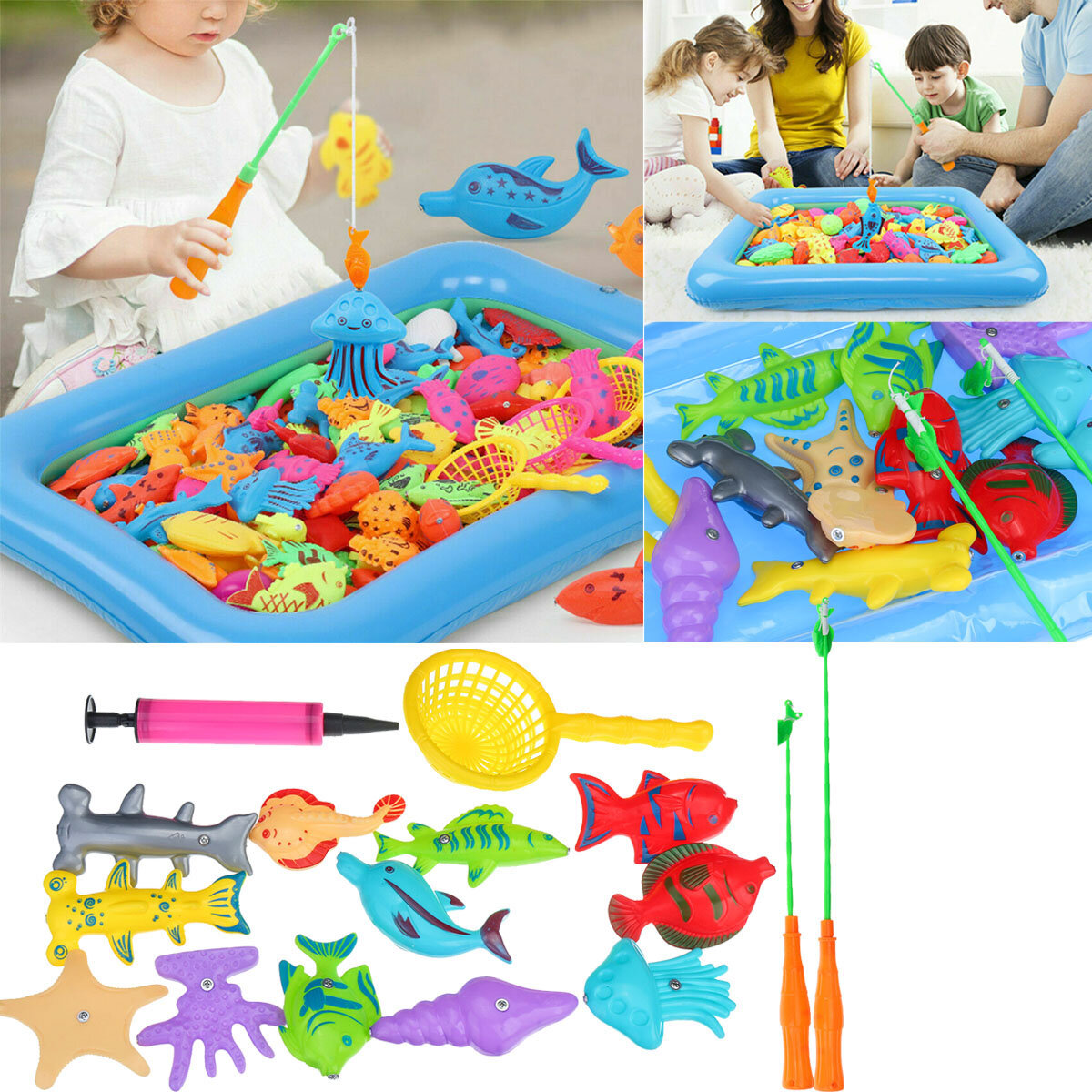 18Pcs Fishing Toys Toddler Children Fishing Game Educational Toys Fish for Child Kid Gift