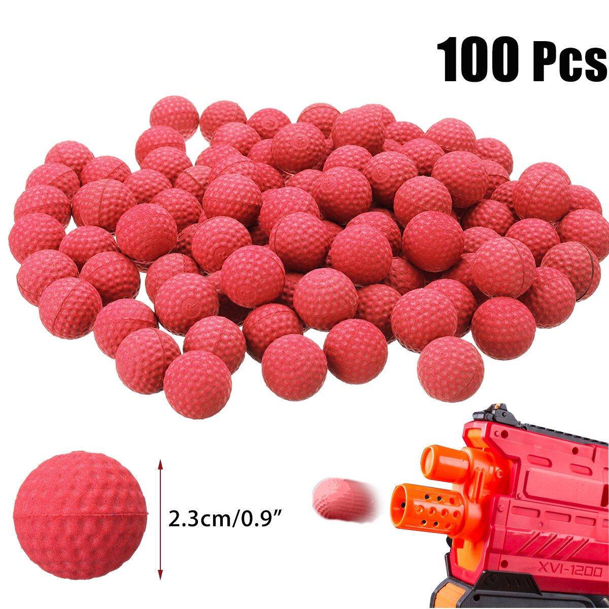 

100Pcs 2.3cm PU Buoyancy Rounds Bullet Balls Kids Toy Ball for Hunting Garden
