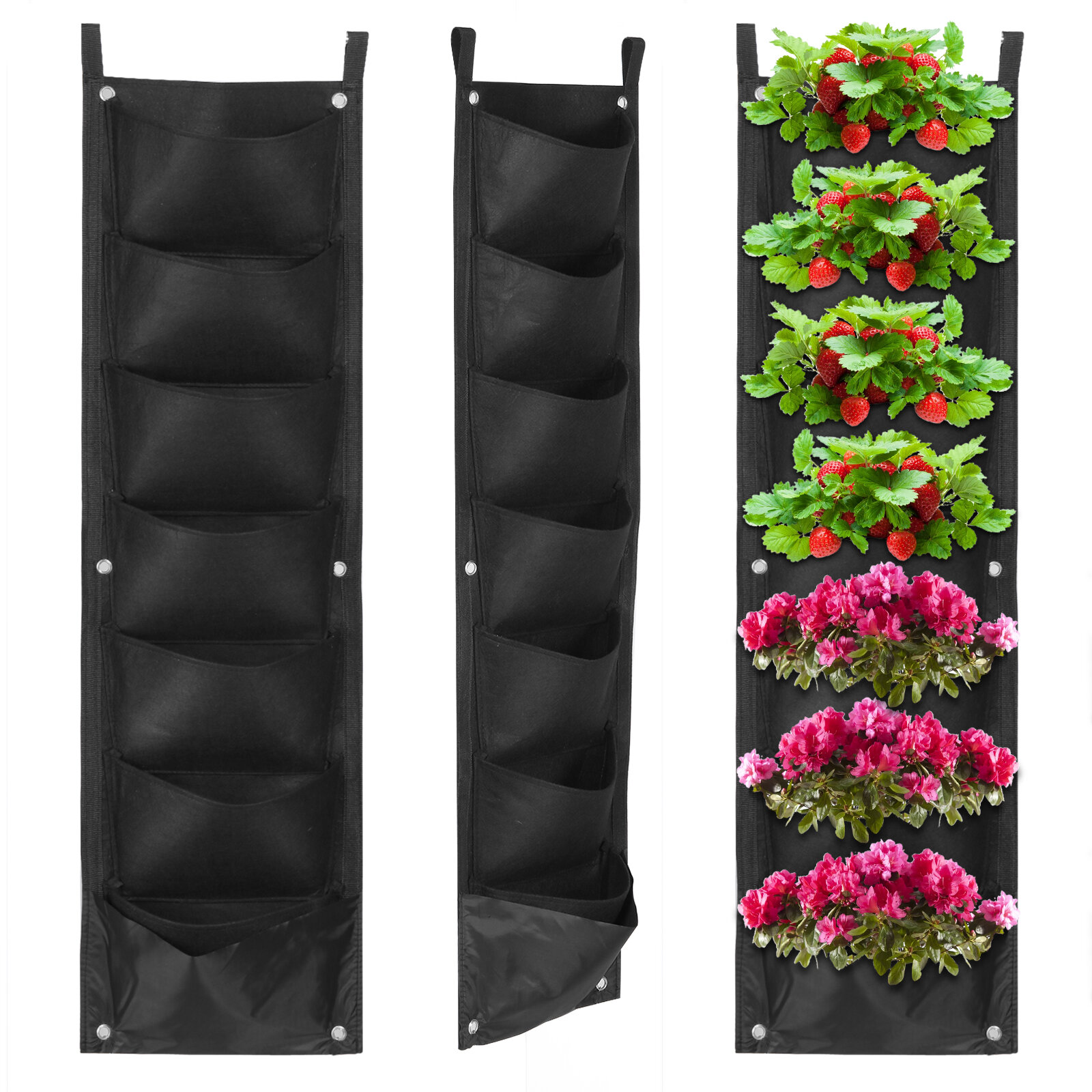 210D Wall Hanging Planting Bags 7 Pockets Plant Grow Bag Planter Vertical Herb