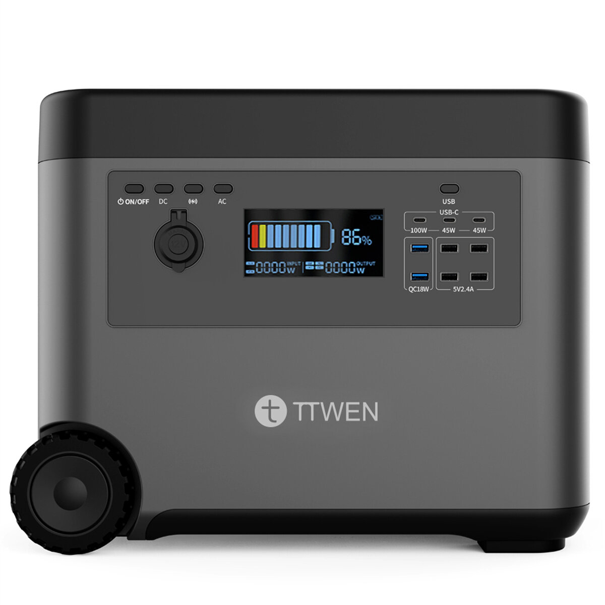 [EU Direct] TTWEN D5 2000W Stazione di alimentazione portatile, batteria LiFePO4 da 2160Wh, prese corrente AC a onda sinusoidale pura, generatore solare di ricarica wireless da 15W, camper