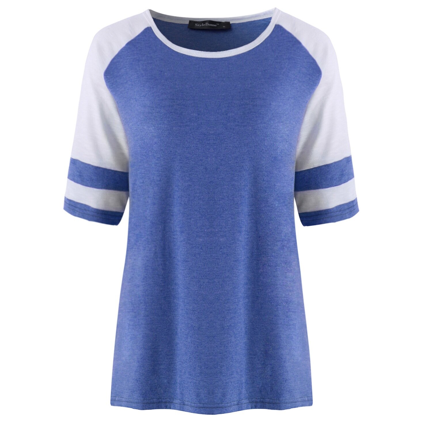 SUNNYME Женская бейсбольная футболка с длинным рукавом с длинным рукавом с круглым вырезом Шея Полосатая талия Повседневные рубашки