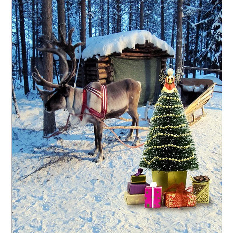 

7x5ft Рождественский олень Рождественские фотографии фон винил студия фон фото реквизит