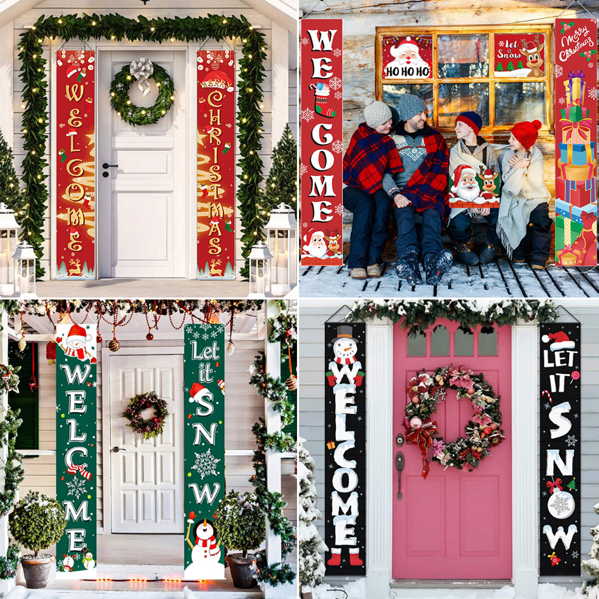 Merry Christmas Veranda Banner Xmas Outdoor Decoratie Couplet Opknoping Doek Deur Opknoping Ornamenten voor Home Decor