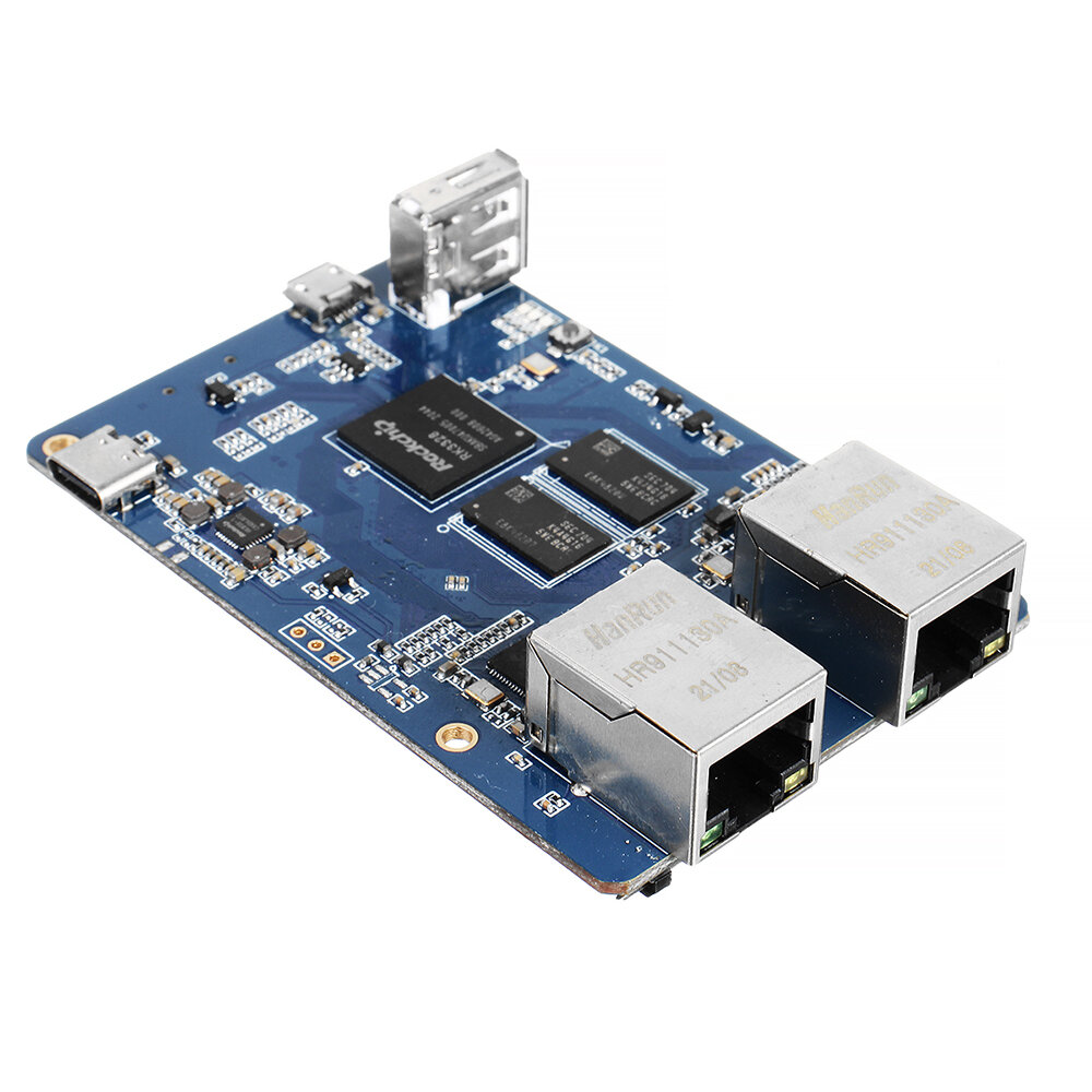 Lctech Pi RK3328 Bedieningspaneel Mini Router Dual Gigabit Netwerkpoort OpenWrt Development Board LE