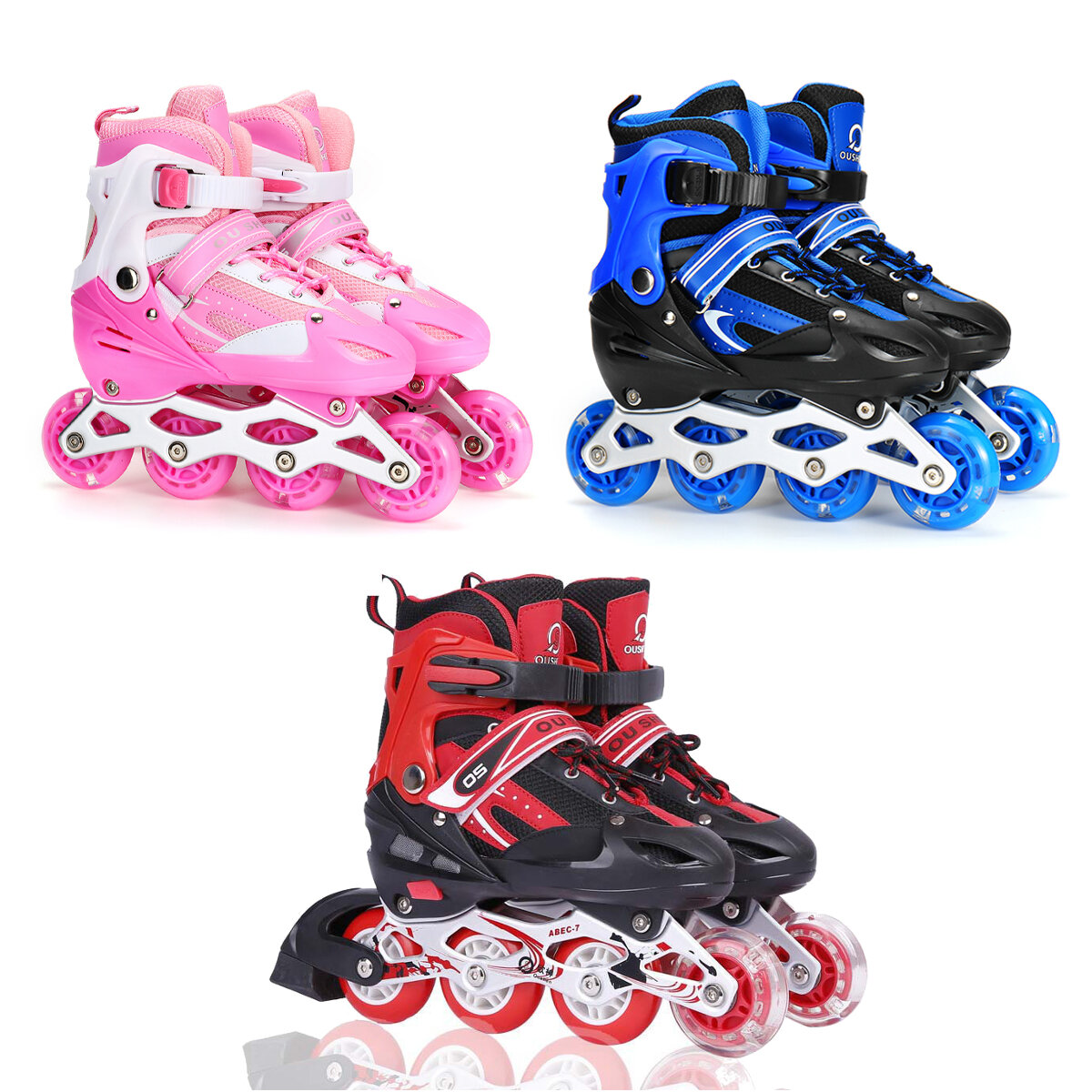 

3 Sizes Kids Adjustable Roller Skate with LED Flashing Wheels Girl Boy Roller Shoes Inline Skates for Children＆Adult