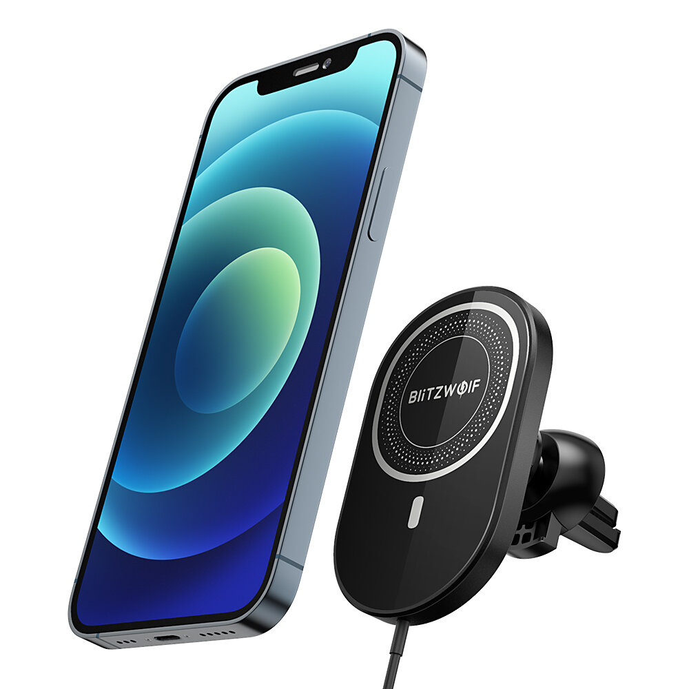BlitzWolf® BW-CW4 15W Car Magnetic Wireless Charger Air Vent Car Phone Holder Car Mount 360° Rotation for iPhone 13 for iPhone 13 Mini for iPhone 13 Pro for iPhone 13 Pro Max