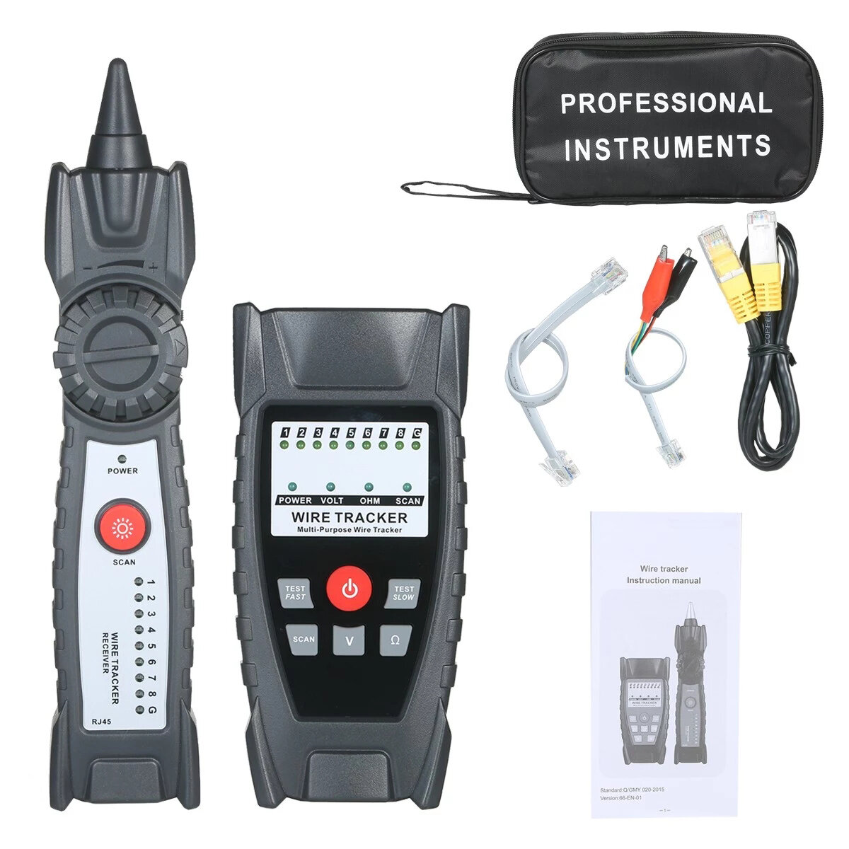 

GT67 Wire Tracker Portable Multifunctional RJ11 RJ45 Cable Tester Telephone & Network Line Finder with Headphone for Net