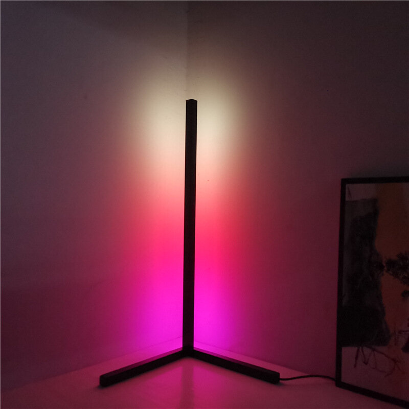

52CM LED RGB Color Changing Corner Floor Lamp with Remote Study Eye Protection Bedside Lamp Vertical Desk Light Backgrou