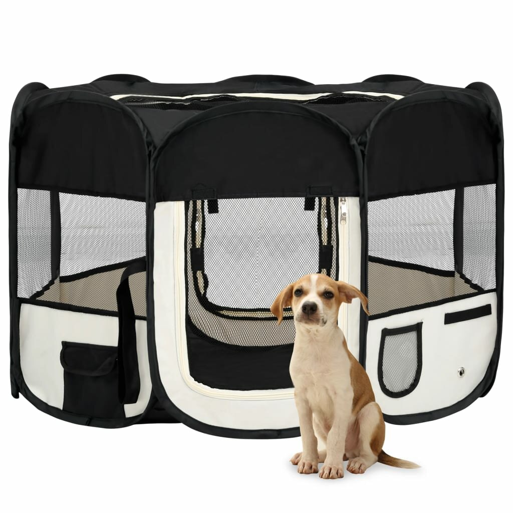 

[EU Direct] vidaXL 171014 Foldable Dog Playpen with Carrying Bag 110x110x58 cm Pet Supplies Cat Puppy Cage Hutch
