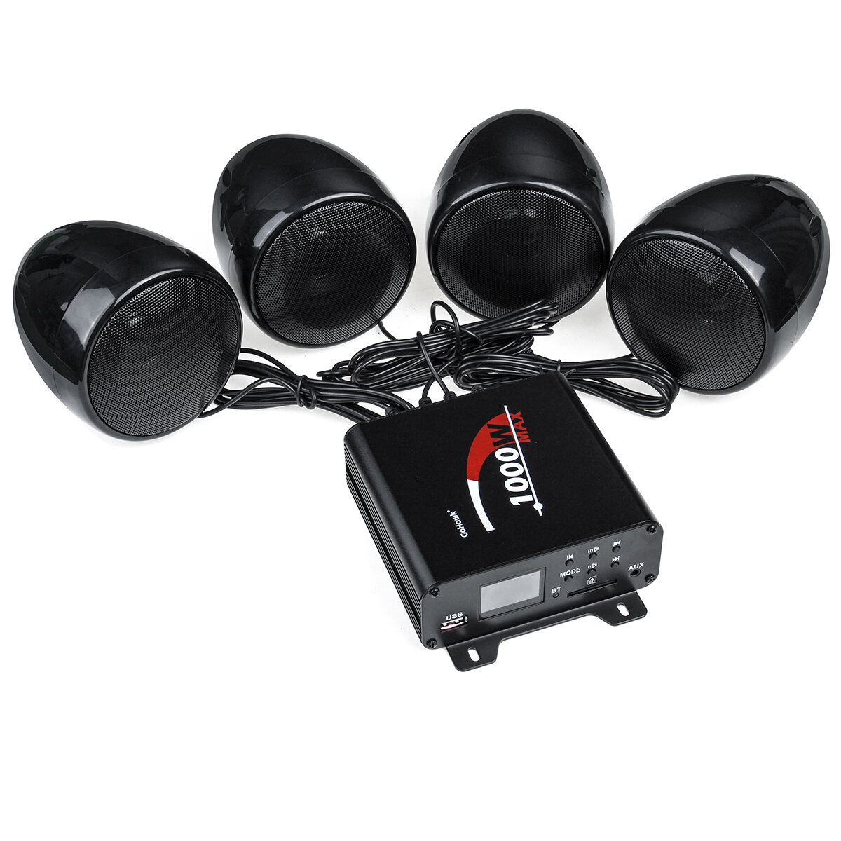 1000W Motorcycle bluetooth 4 Speakers Audio Stereo System MP3 ATV UTV Waterproof