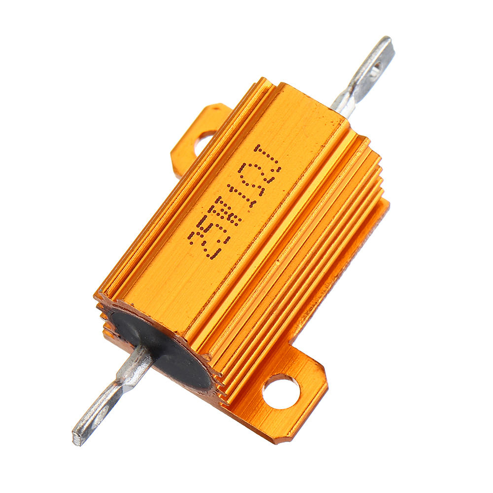 

20pcs RX24 25W 1R 1RJ Metal Aluminum Case High Power Resistor Golden Metal Shell Case Heatsink Resistance Resistor