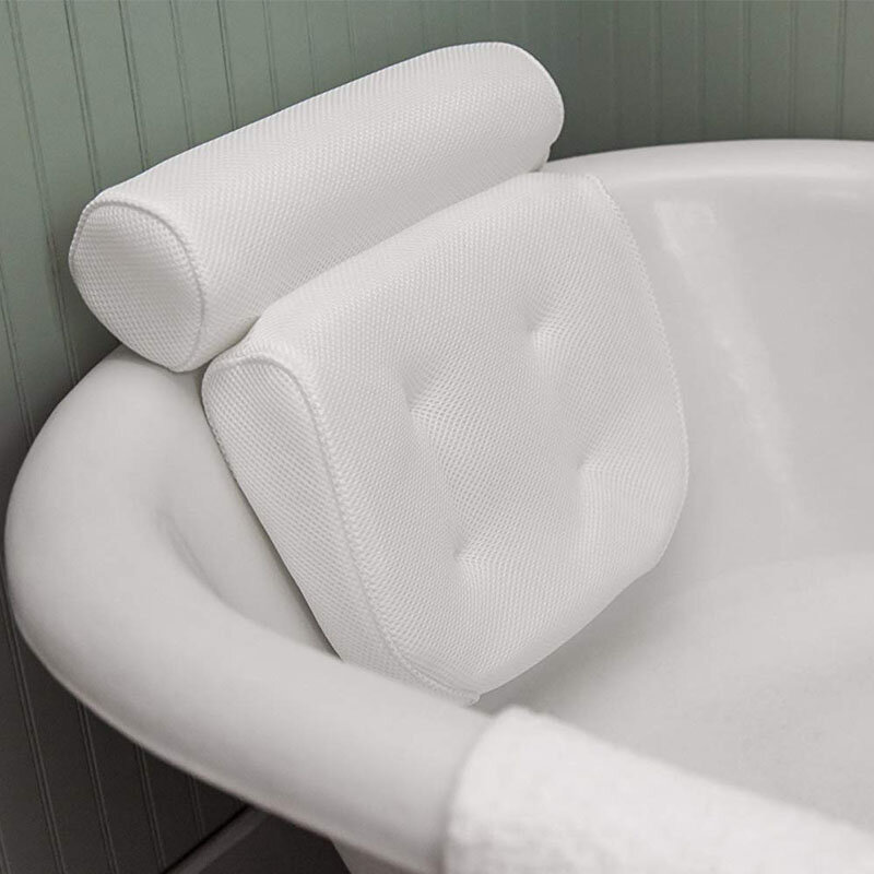 Luxury 4D Bath Pillow Memory Foam Breath Mesh Bathtub Spa Back Cushion for Head Support