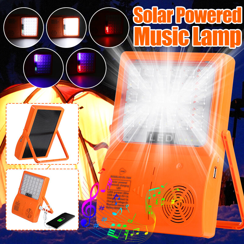 Zonne-energie bluetooth muziek LED tentlamp buiten USB draagbare camping noodverlichting