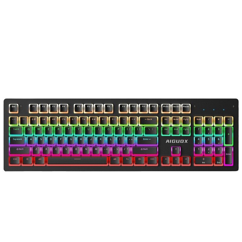 

AIGUOX GK803 104 Keys Wired Mechanical Gaming Keyboard Pudding Keycaps Blue Switch RGB USB Wired Keyboards for PC Comput