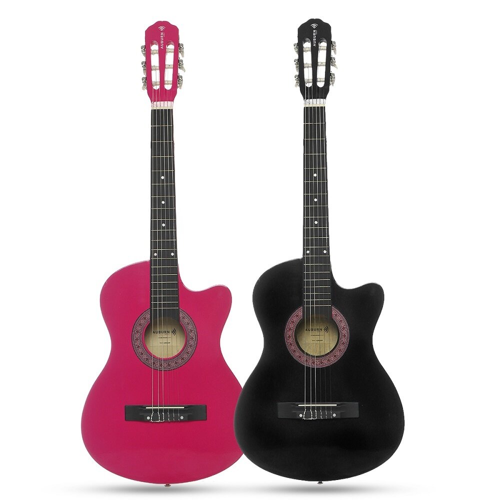 38 Inch 6 Strings 18 Fret Pink Black Color Basswood Body Classical Guitar Music Instrument For Beginner