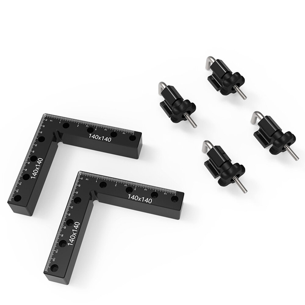 

2 Set Woodworking 140mm Clamp Right Angle Ruler L-Shape Dual Imperial & Metric Scales Wear-Resistant Woodworking Tool Be