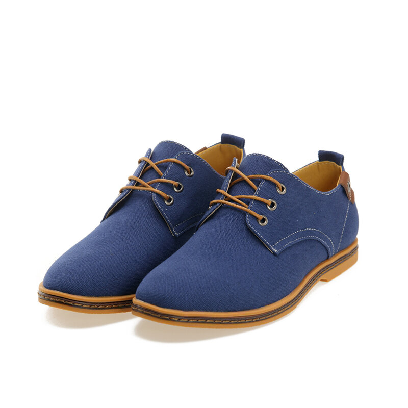 Men Canvas Soft Sole Non Slip Trendy Solid Lace Up Casual Shoes