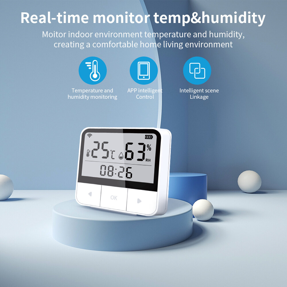 PGST PA-010 Tuya WiFi LCD Display Digital Indoor Temperature and Humidity Sensor Smart APP Monitor C