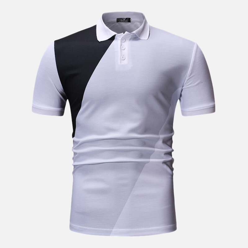 Men muscle fit color block short sleeve golf shirt Sale - Banggood.com ...