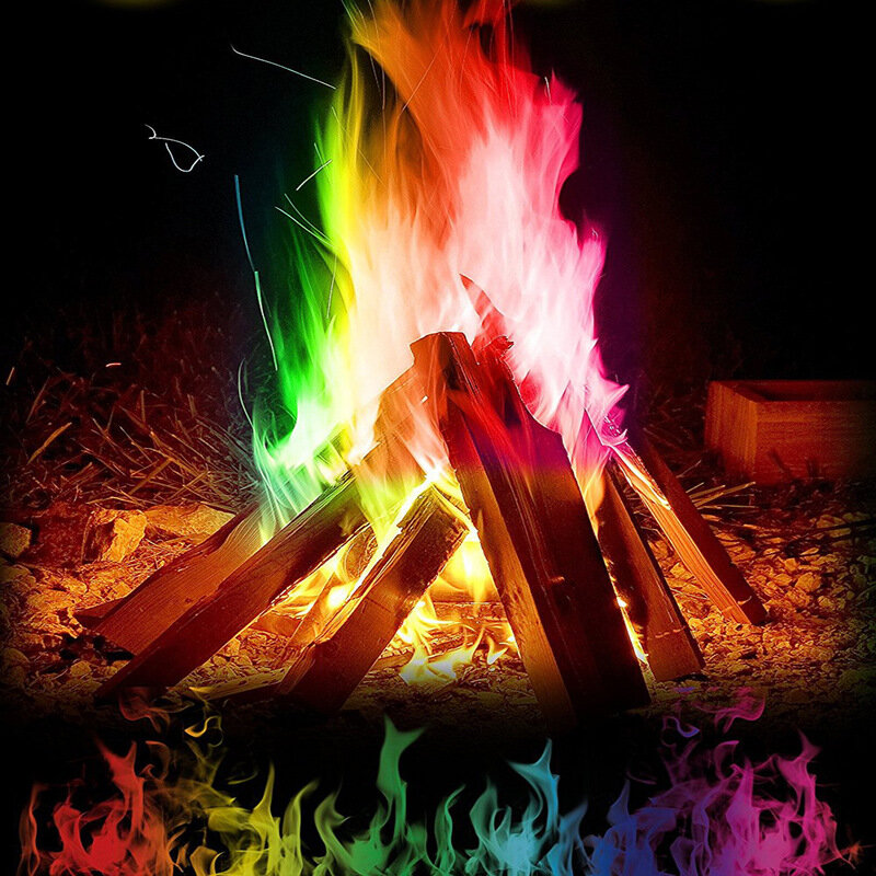 30g Mystiek Vuur Gekleurde Magische Vlam voor Vreugdevuur Kampvuur Feest Openhaard Vlammen Poeder Goocheltruc Pyrotechniek Speelgoed